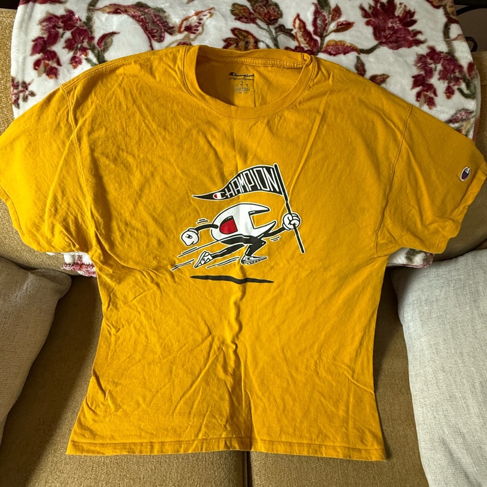 Champion Men’s Golden Yellow Graphic Flag Logo Tee shirt